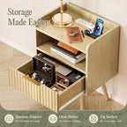 Huuger Nightstand with Charging Station, USB-C Port, End Table | Fluted Night - Image 6