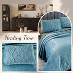 ROOMLIFE Quilt Set Full Size 3D Floral Embroidery Pattern 3-Piece Cotton - Image 6