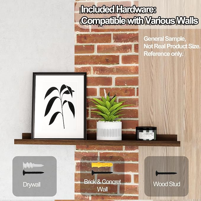 Small Walnut Floating Shelves for Wall, 4 in Shelf - Image 5