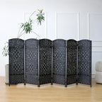 6-Panel Short Room Divider, 3.9 ft Freestanding Partition Wall, Natural Black - Image 3