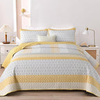 WONGS BEDDING Boho Stripe Full Size Quilt Bedding Set, Soft Microfiber - Image 2