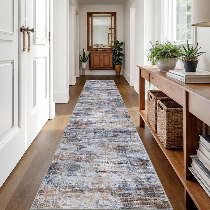 Abstract Runner Rug 2x12 Ft Washable Runners - Image 9