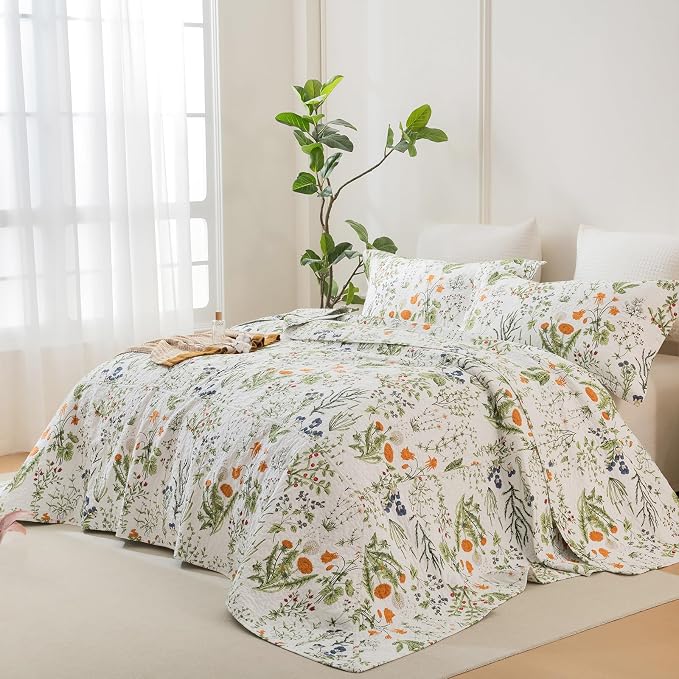 Lady Ann 100% Cotton Floral Oversized Queen Quilt Set - Image 5