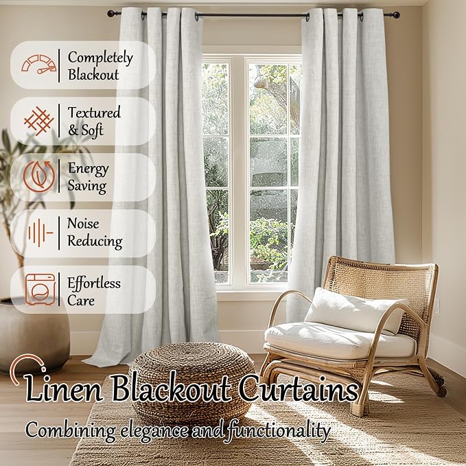95 Inch Long Light Grey Blackout Curtains - Image 2