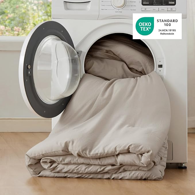 Bedsure Queen Comforter Set, Muted Linen Soft Prewashed Bedding - Image 5