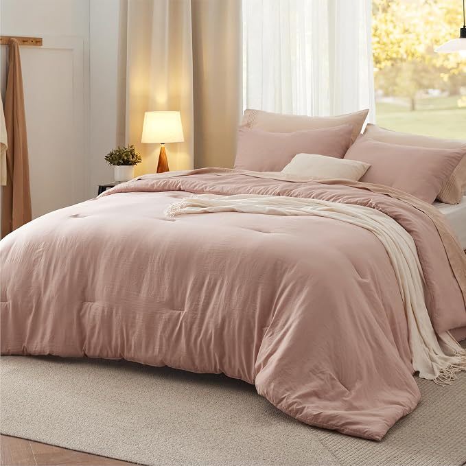 Bedsure Oversized King Comforter Set, Light Pink Soft Prewashed Bedding by Unknown