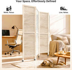 Amsleekey 4 Panel Wood Room Divider, Lockable Wheels, Freestanding Wall Divider - Image 4