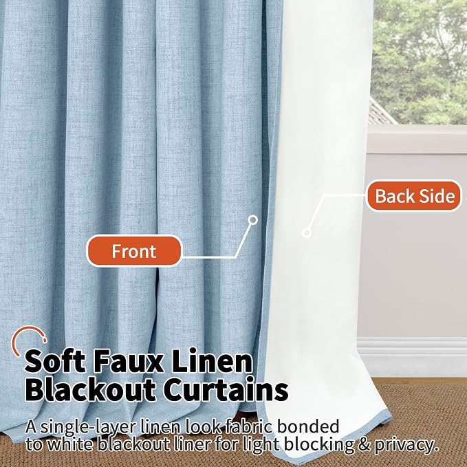 Short Blue Blackout Curtains 40 Inch Long Each 38 Wide 2 Panels | Thermal - Image 8