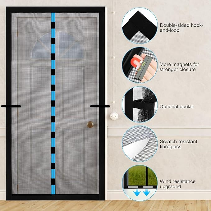 Fillis Magnet Fly Screen Door, 70x200cm Insect Protection Balcony Door - Image 3