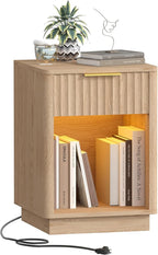 Akxomel Fluted Nightstand Bedside Table by Akxomel