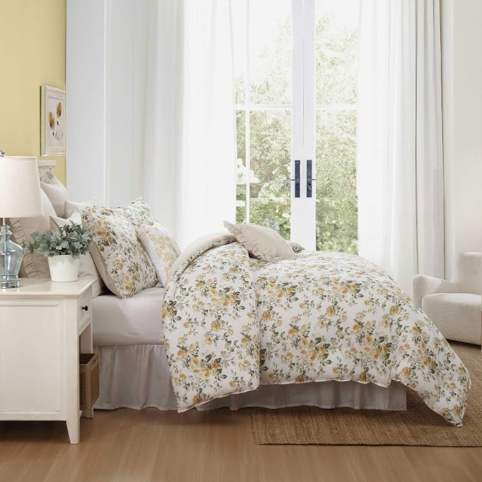 Laura Ashley - Twin Comforter Set, Cotton Floral Bedding - Image 3