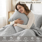 Light Grey Damask Quilt Queen Size Bedding Sets - Image 3