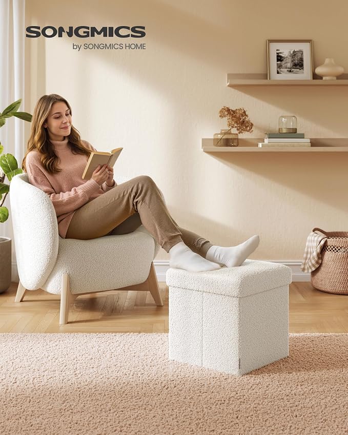 SONGMICS Small Folding Storage Ottoman, Foot Rest Stool, Ottoman - Image 2