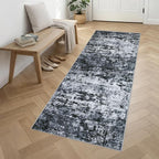 3x10 Washable Runner Rug：Modern Abstract Kitchen Carpet Black | - Image 3
