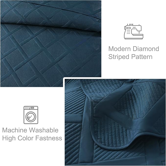 Exclusivo Mezcla California King Size Quilt, Modern Striped Pattern, - Image 5