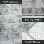 Small Shag Area Rug for Bedroom, 2x3 Light Grey Tie-Dyed Soft Plush Carpet | - Image 6