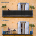 Custom Size 3'x15' Black Balcony Privacy Screen 90% UV Block | Windscreen Fence - Image 5