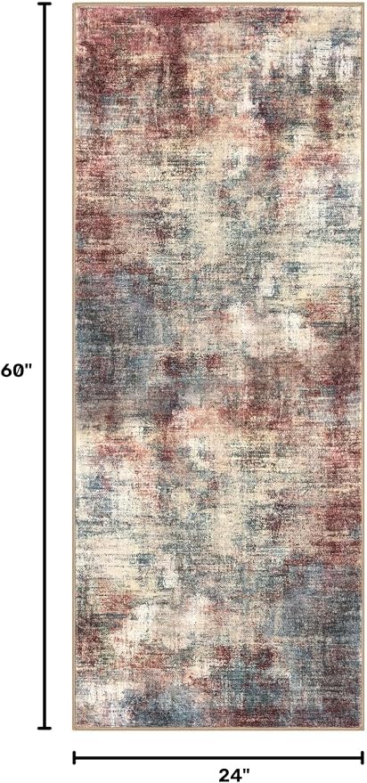 Abstract Runner Rug 2x5 Ft Washable Runners - Image 2