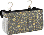 Gold Floral Gray Bedside Caddies Bedside Caddy Storage Bag - Image 2