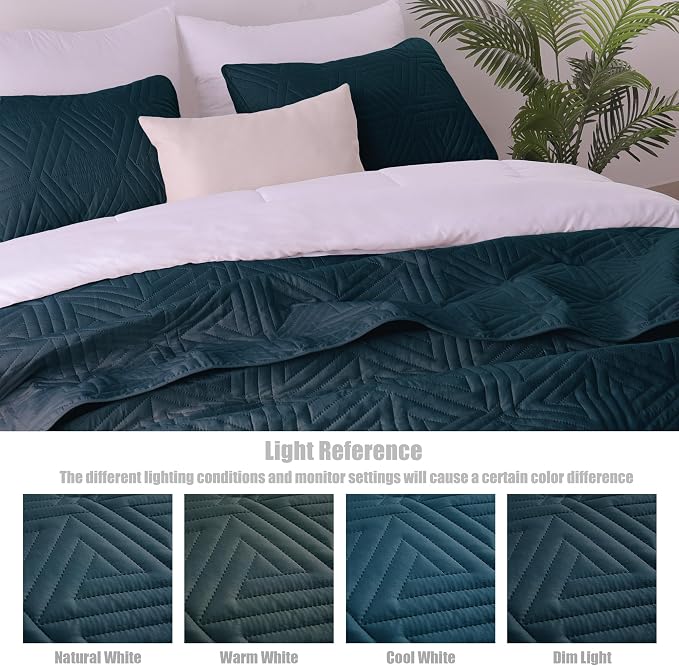 Whale Flotilla Soft Geometric Queen Quilt Set - Image 6