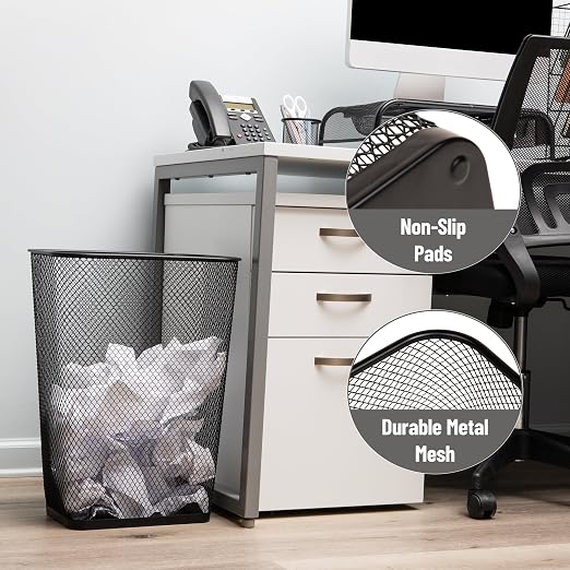 Mind Reader Executive Waste Paper Bins, 10 Gallon, Solid Bottom, Non Slip Pads - Image 4