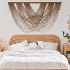 Large Macrame Wall Hanging Brown Die-Dyed 59.00" W x 31.00" L Boho Wall Decor - Image 3