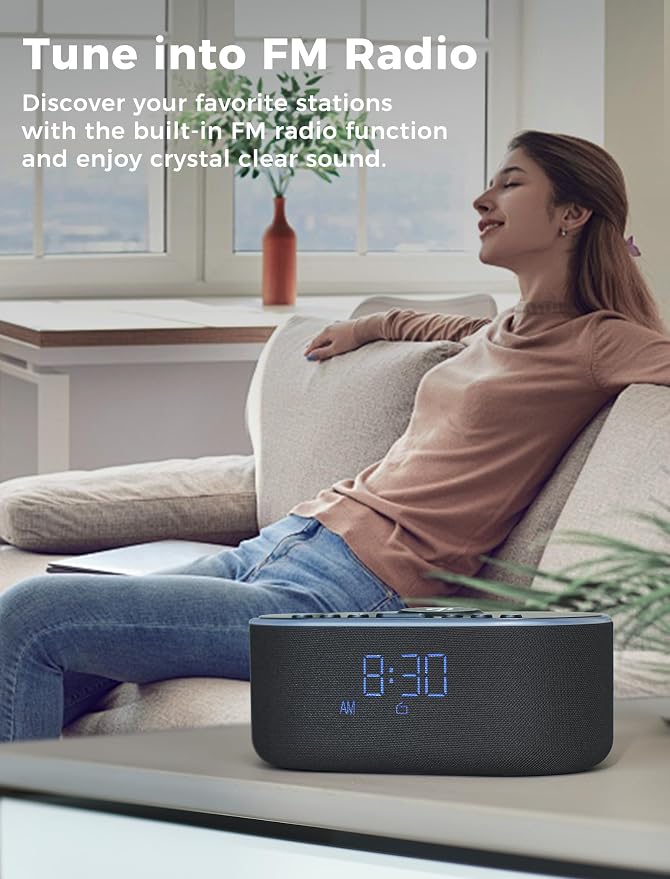 Odokee Qi Certified Wireless Charging Alarm Clock Radio - Image 5
