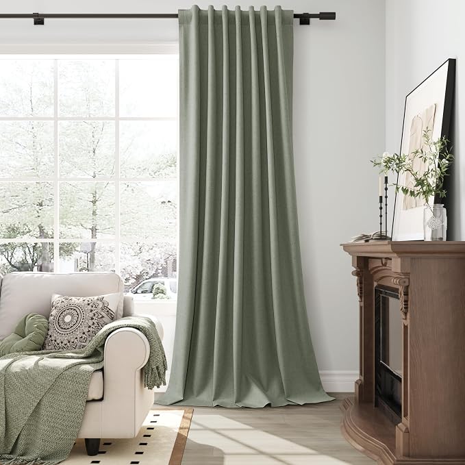 Sage Green Linen 100% Blackout Curtains - Image 6