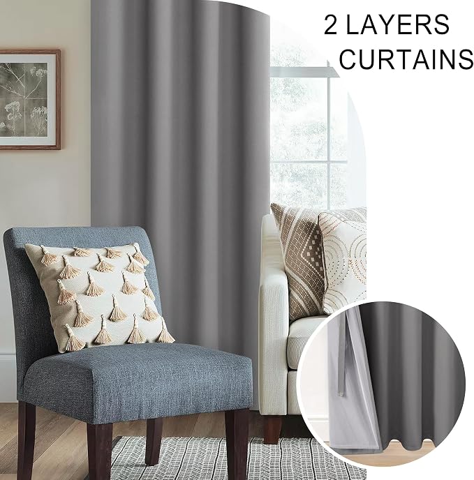 XWZO 100% Blackout Curtains 84 Inches Long - Image 5