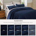 Bedsure Quilts Queen Size, Classic Honeycomb Quilting Comforter Set Navy | - Image 9