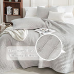 CozyTide Oversized King Bedspread 128"x120", Stone-Washed Cotton King Quilt - Image 3
