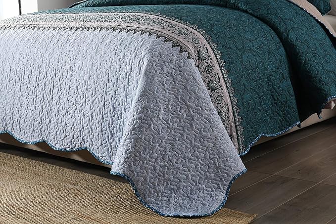 3-Piece King Quilt Set Quilted Bedspread Oversized Microfiber Soft Lightweight - Image 5