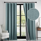 RYB HOME 100% Blackout Linen Textured Curtains 84 inches Long, Thermal by RYBHOME