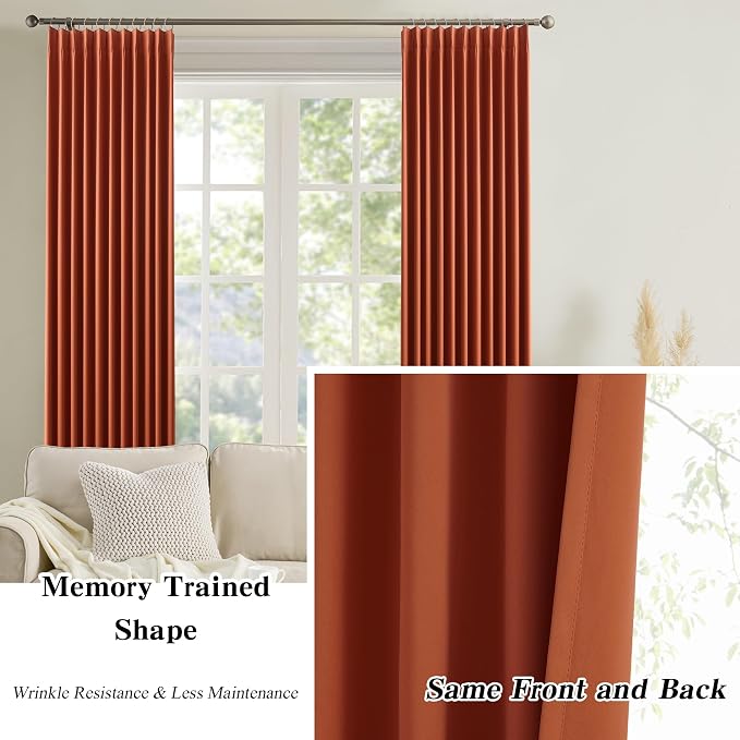 96 Inch Copper Burnt Orange Blackout Curtains - Image 6