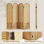 4 Panel Room Dividers and Folding Privacy Screens, Hand-Made Rattan Room Divider - Image 5