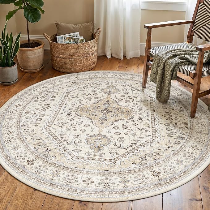 5x5 Round Washable Area Rug - Image 4