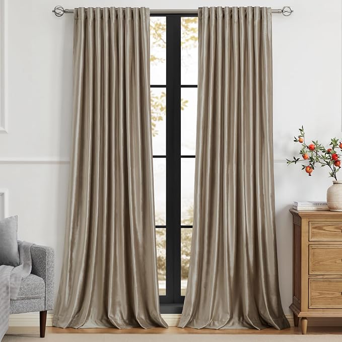 PRIMROSE Taupe Curtains 84 inch by PRIMROSE