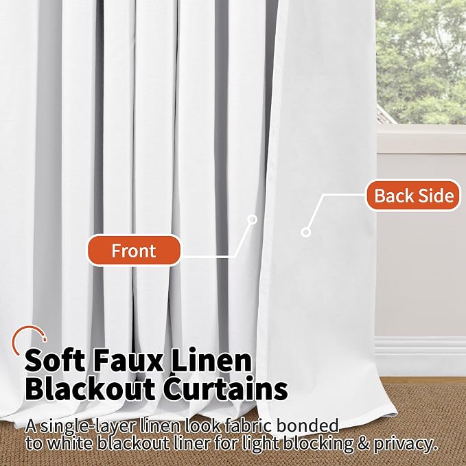 Pure White Linen Blackout Curtains - Image 8