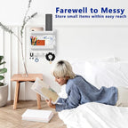 Plastic Bedside Shelf Adhesive Wall Mount Organizer, Cable Clips, Key Remote - Image 4
