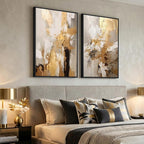 Framed Modern Luxury Brown Gold Abstract Wall Art - Image 4