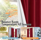 Linen Blackout Curtains 54 Inches Long 2 Panels Each 52 Wide Red | Thermal - Image 6