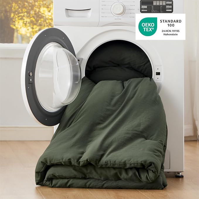Bedsure California King Comforter Set, Dark Green Soft Prewashed Bedding - Image 5