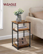 VASAGLE Side Table, Small End Table, Tall Nightstand, Steel Frame | - Image 2