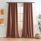 Rust Red Brown Blackout Curtains Linen 102 Inches Long - Image 2