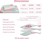 Cmfshape Summer Floral Queen Quilted Bedspread, Romantic Pink Quilt Set - Image 6