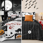WONGS BEDDING Halloween Quilts King Size, King 110"x90", Reversible Grid Design - Image 5