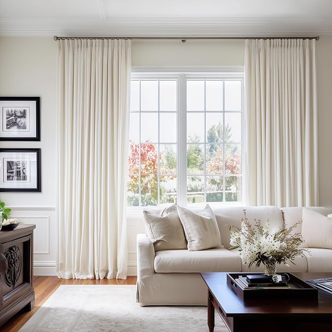 108 inches Long Ivory Velvet Curtains - Image 5