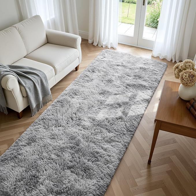 Deerhoo 3x10 Runner Rugs for Long Hallway Bedroom Kitchen, Light Grey | Tie-Dyed - Image 3
