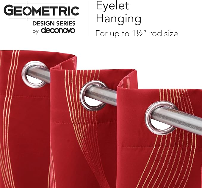 Deconovo Curtains for Living Room, Pattern Blackout Curtains 45 Inches Long | - Image 4