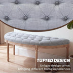 chairus 55" Button Tufted Semi-Circle Dining Bench Linen Halfmoon Entryway - Image 4